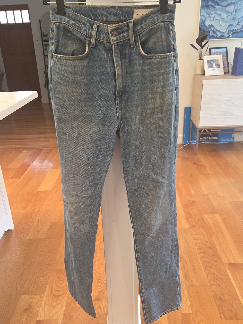 imogene + willie Womens High-Rise Sophie Straight Leg Faded Denim Jeans (26x30)
